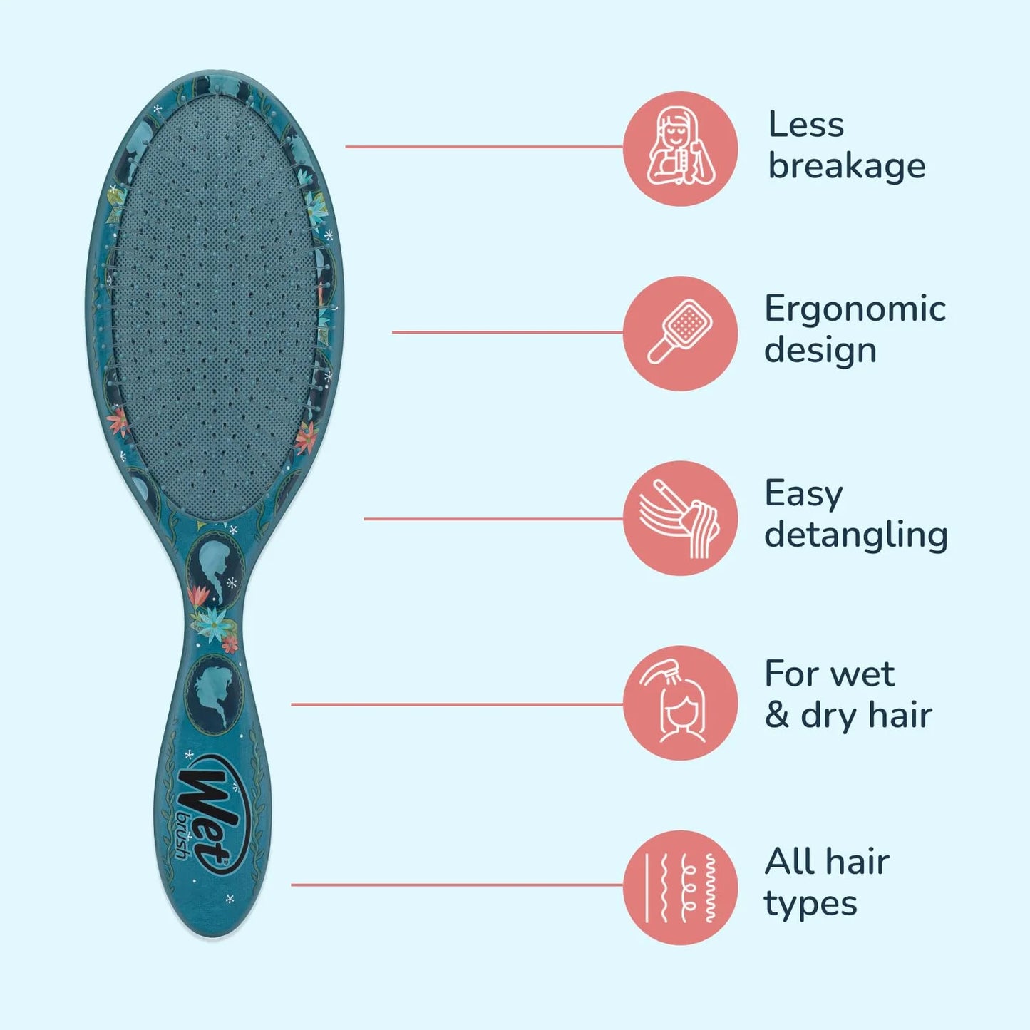 Wet Brush Original Detangling Hair Brush, Hello Disney Daisy Duck - Ultra-Soft IntelliFlex Bristles - Detangler Brush Glide Through Tangles With Ease For All - For Women, Men, Wet & Dry Hair