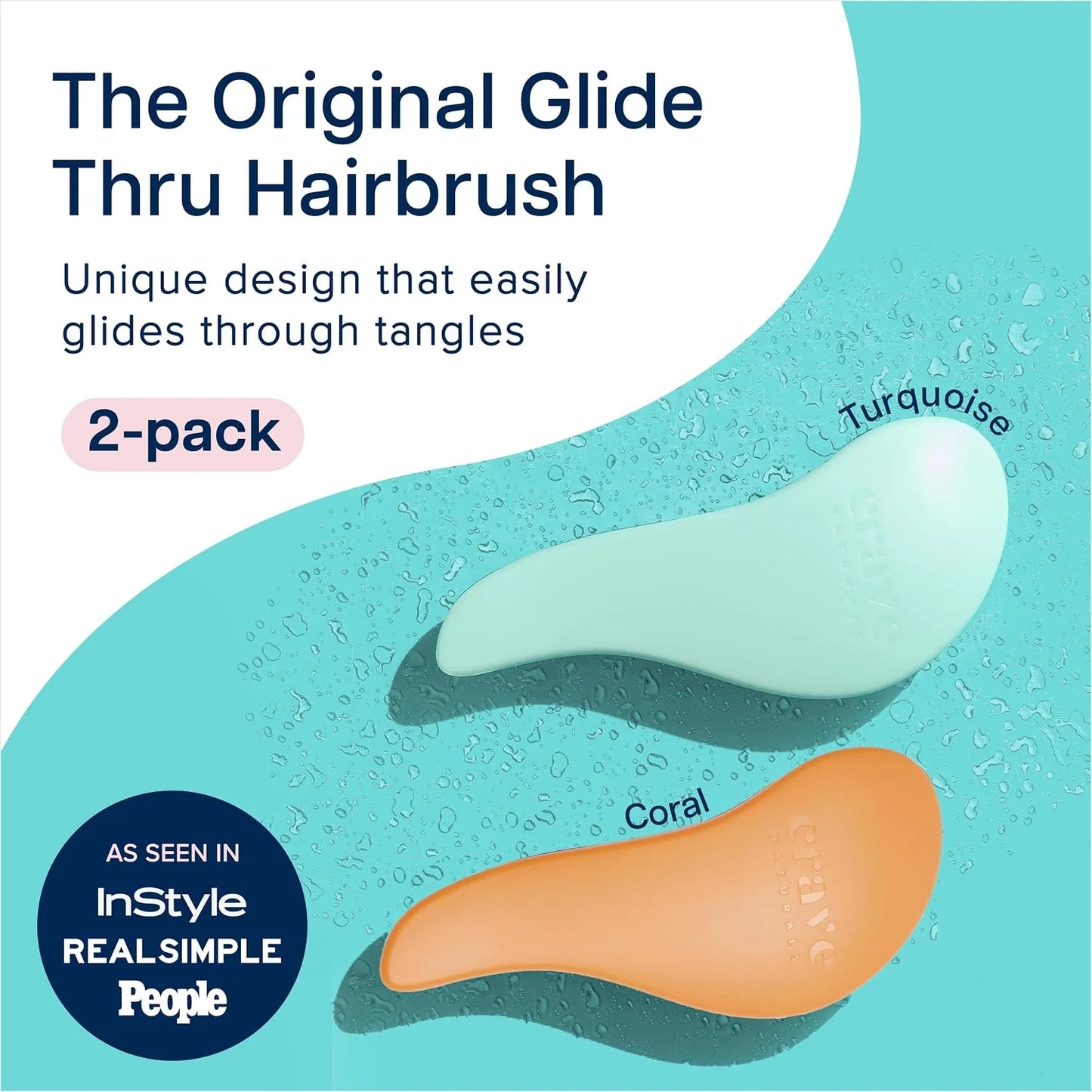 Crave Naturals Biggie Glide Thru Hair Brush - Detangler Brush for Curly, Straight, Wet or Dry Hair - Gentle Detangling Brushes for Adults, Kids, Toddlers - Hair Accessories for Women, 8.4x3.4" - Black