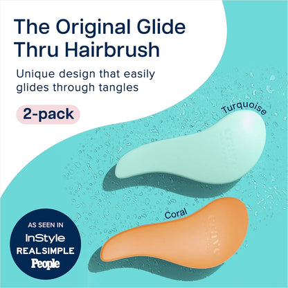 Crave Naturals Biggie Glide Thru Hair Brush - Detangler Brush for Curly, Straight, Wet or Dry Hair - Gentle Detangling Brushes for Adults, Kids, Toddlers - Hair Accessories for Women, 8.4x3.4" - Black