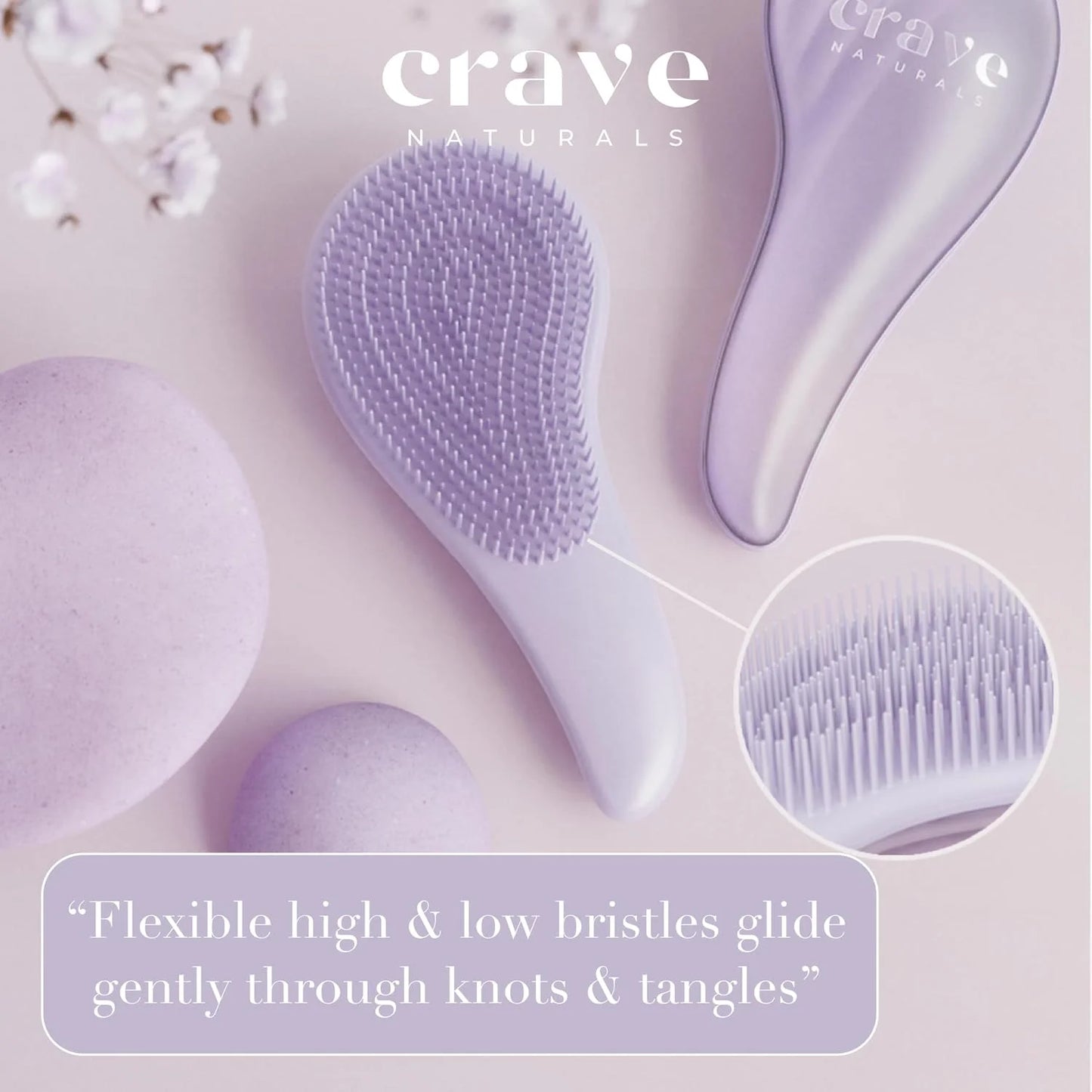 Crave Naturals Detangling Hair Brush Large Turquoise – Glide Thru Hair Detangler Brush for Women, Kids & Toddlers – Gentle Scalp Care, No-Pain Tangle-Free Hairbrush for All Hair Types