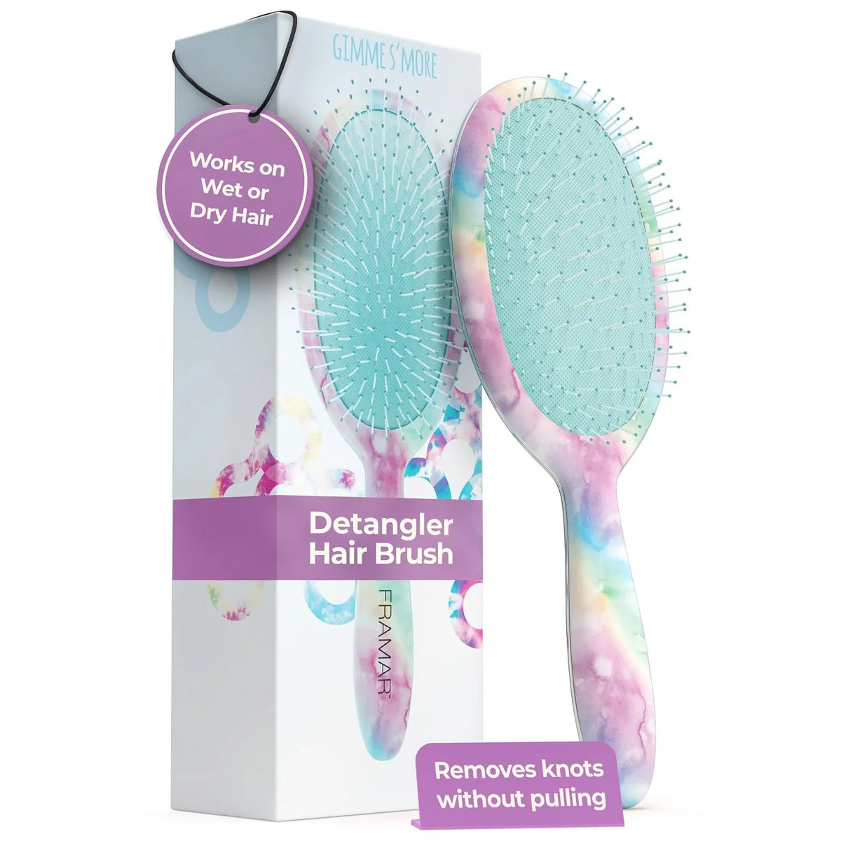 FRAMAR Checkered Hair Brush Detangler, Wet Hair Brushes For Women – Pink