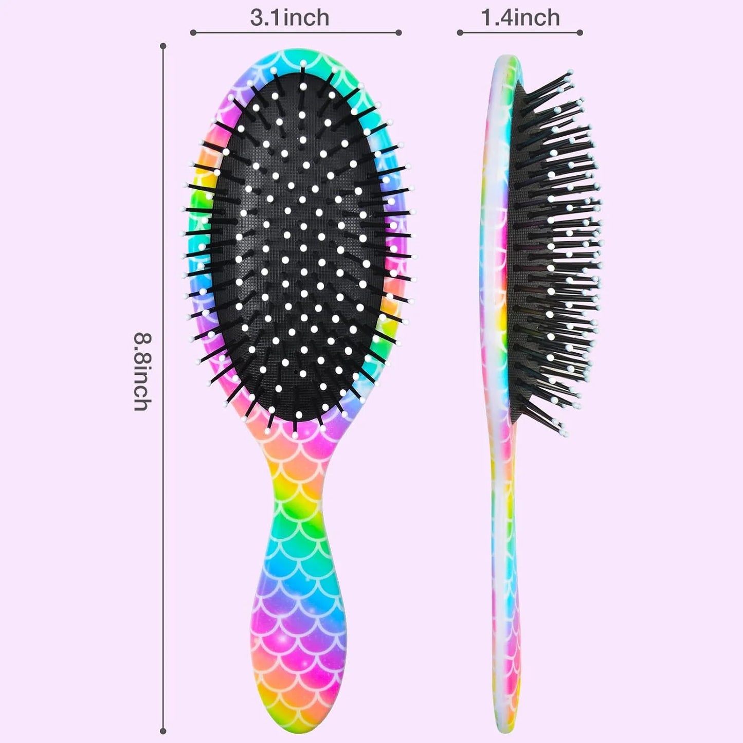 Girls Detangling Brush for Curly, Wet/Dry, and Thick Hair - Pain-Free Mermaid Tail Design for Kids and Women