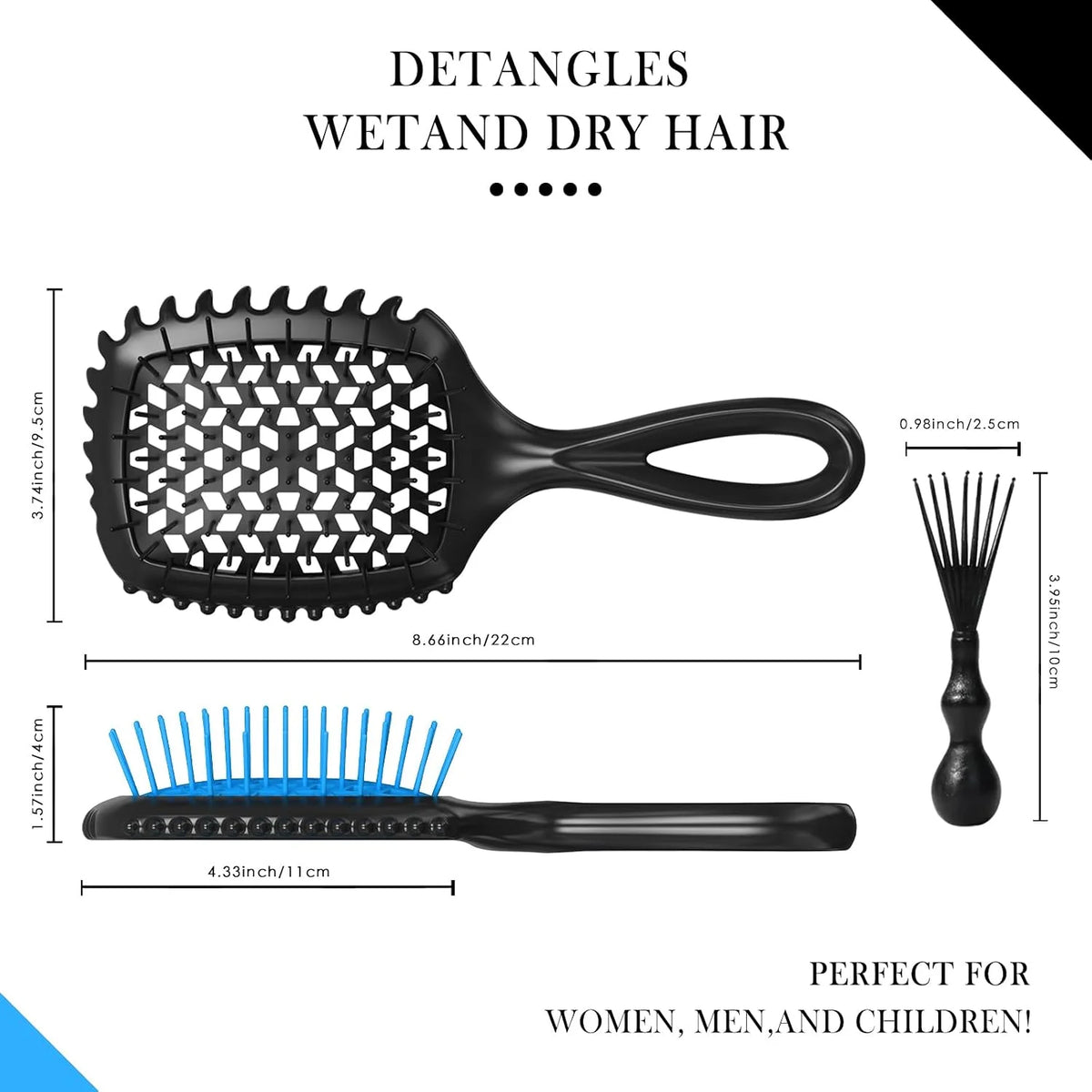 2-Pack Vented Detangling Hair Brush for Wet and Dry Hair, Pink and Purple