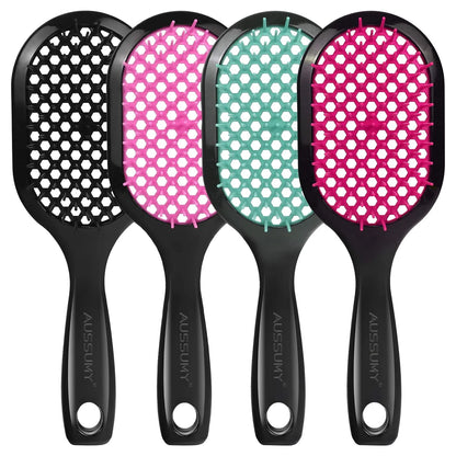 Vented Detangling Hair Brush - 2 Pack Detangler Hairbrush for Effortless Tangle Removal - Ultra-Soft Bristles -For Natural Curly Straight Wet Dry Damaged Hair for Women Men Kids
