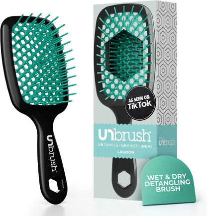 FHI Heat UNbrush Detangling Brush for Pain-Free Brushing on All Wet or Dry Hair Types — Durable DuoFlex Anti-Static Bristles, Lightweight Handle, Vented Hair Brush