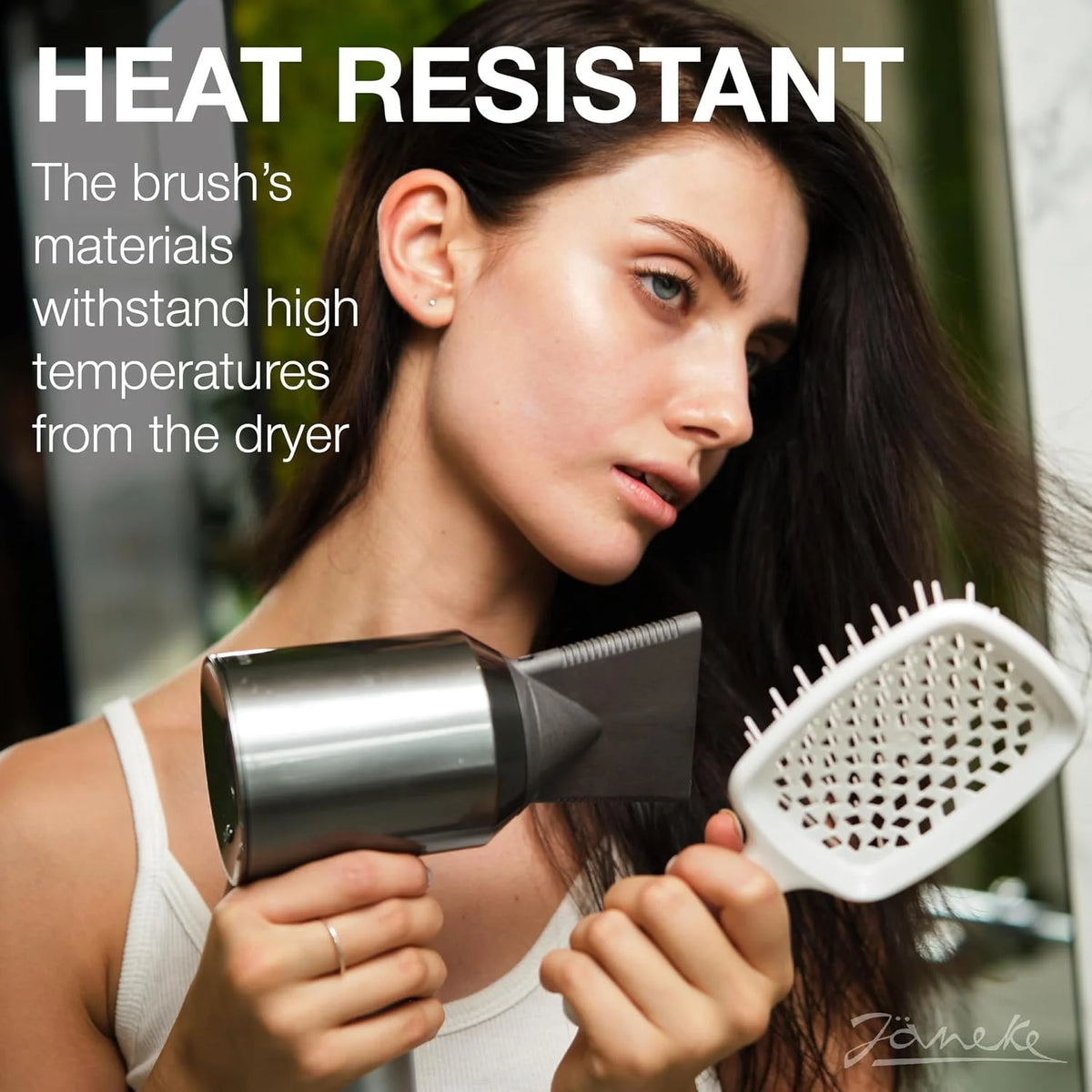 Janeke J-Brush Detangling Comb for Curly and Wavy Hair – Wide Tooth J-Shape Brush for Wet and Dry Use – Anti-Frizz, Lightweight and Gentle on Scalp – Made in Italy Professional Styling Tool (Black)