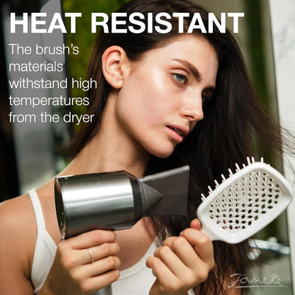Janeke J-Brush Detangling Comb for Curly and Wavy Hair – Wide Tooth J-Shape Brush for Wet and Dry Use – Anti-Frizz, Lightweight and Gentle on Scalp – Made in Italy Professional Styling Tool (Black)
