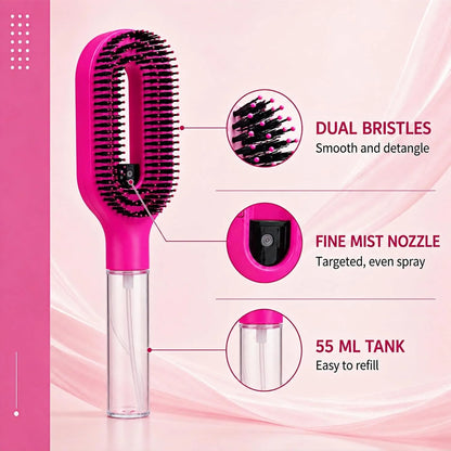 2-in-1 Hair Brush with Water Spray Mister, Fine Mist Spray Brush for Hair Detangling Wet & Dry, Liquid Spraying Hairbrush for Curly Thick Hair & Kids (Sky Blue)