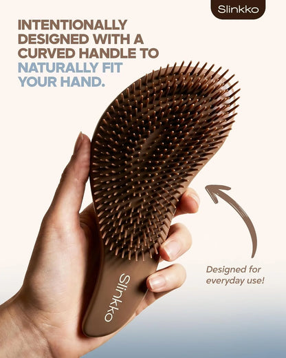 Detangler Brush, Curly Hair Brush for Women, Men & Kids - Wet & Dry Detangling Hair Brush for Curly, Thick, Fine & Wavy Hair - Anti-Breakage Wave Brush, Pain-Free Hairbrush, Pink, Rose Clay