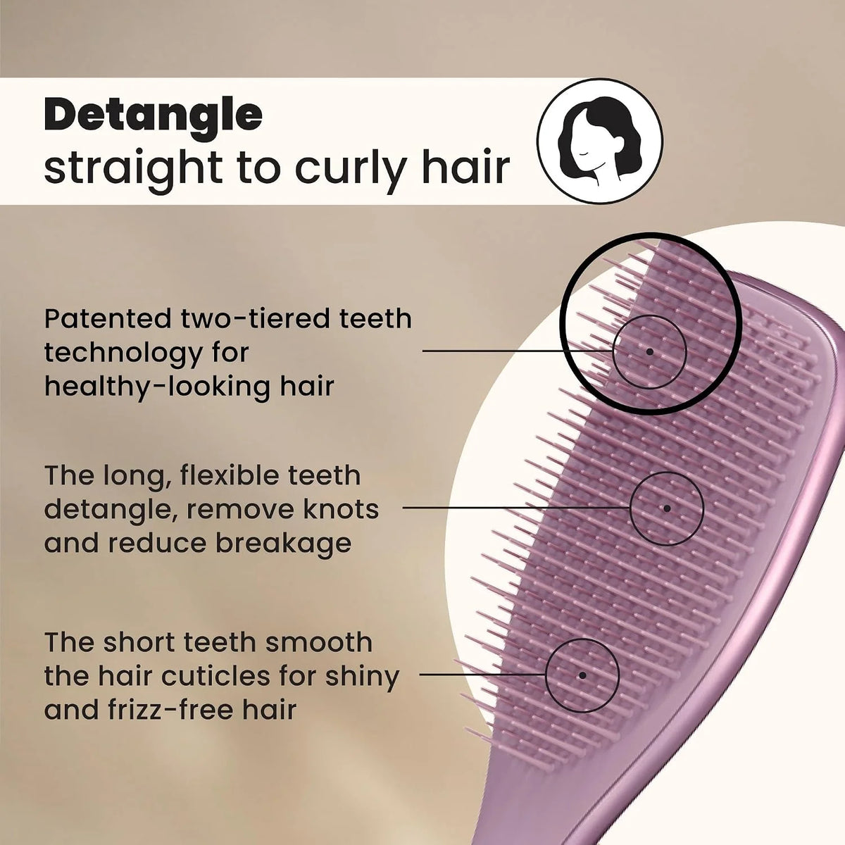 Tangle Teezer Chrome Detangler Mini Hair Brush, Straight to Curly, Pink