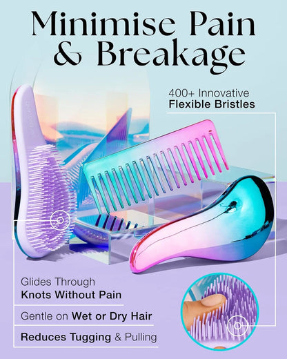 Hair Brush & Beard Detangler Brush - Unisex Detangling Brush for Men, Black