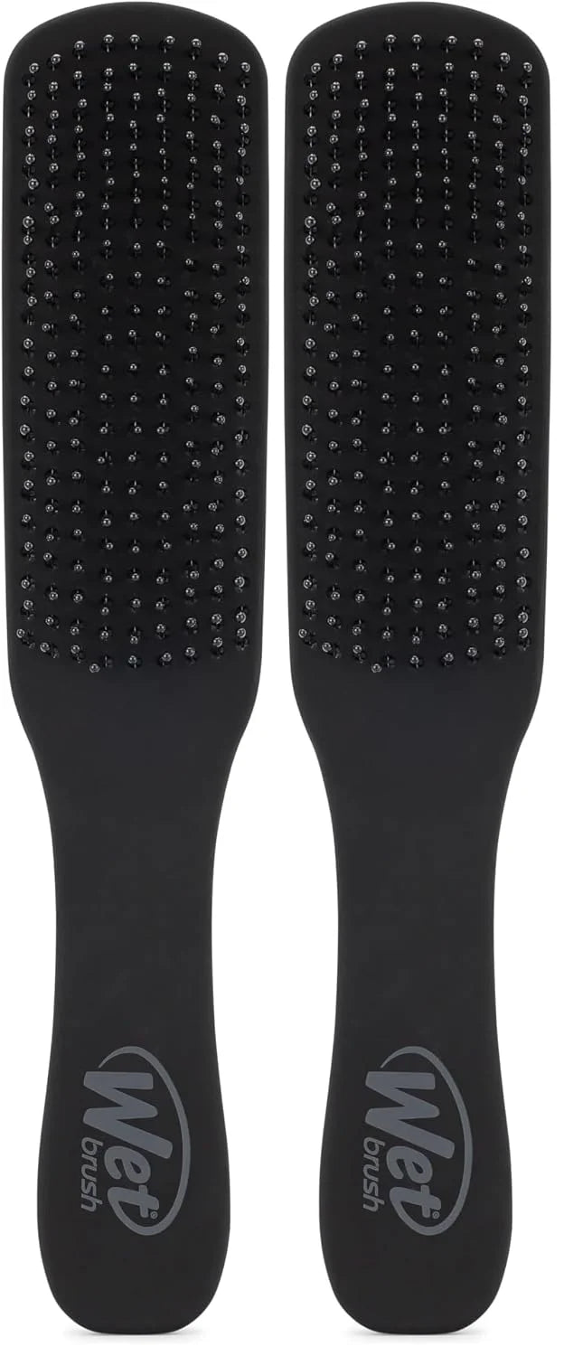Wet Brush Detangling Hair Brush for Men, Black, Stimulates Scalp & Beard for Fuller Stronger Hair, Intelliflex Detangler Help Bristles Promote Growth & Protect from Breakage, Pain-Free (Pack of 2)