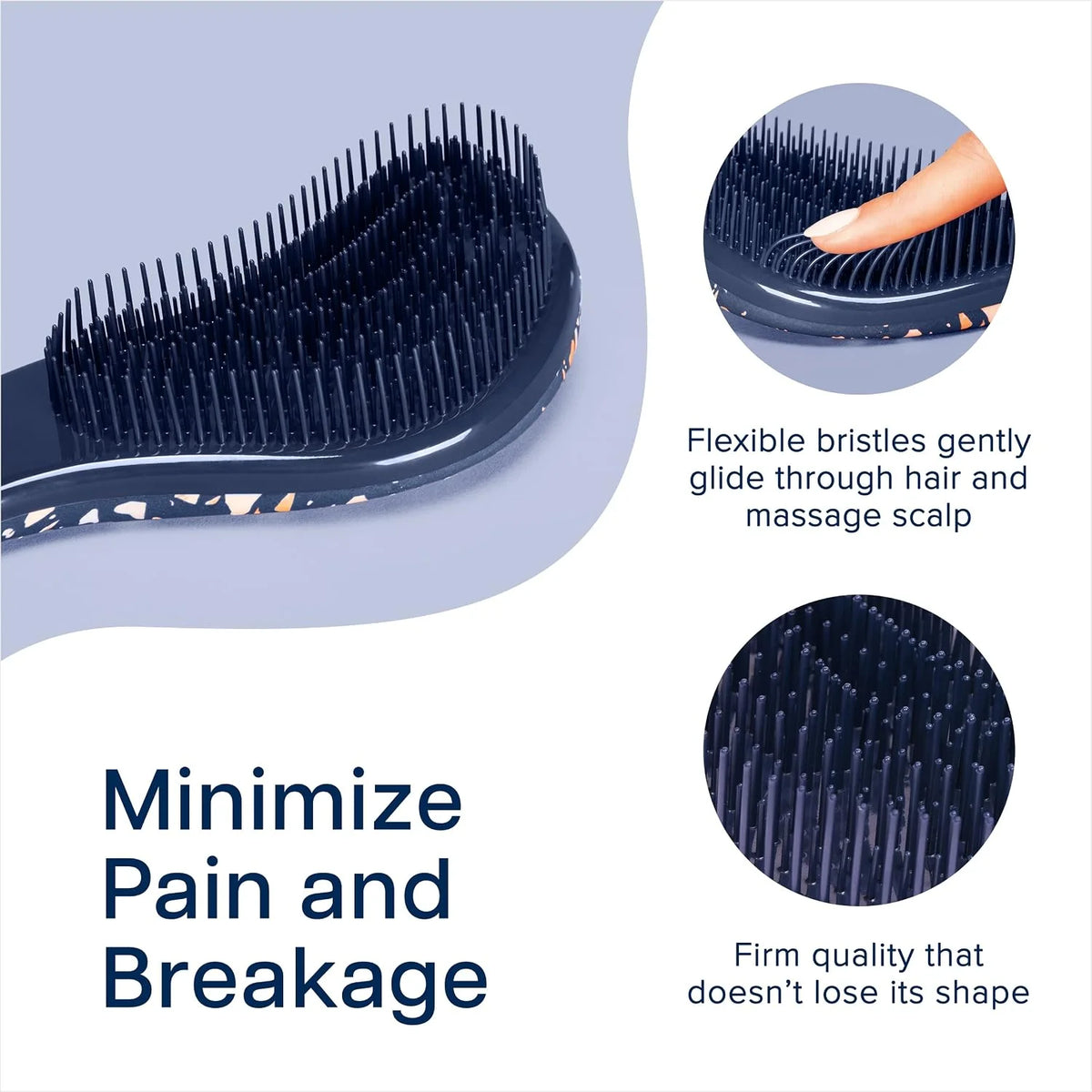 Crave Naturals Biggie Glide Thru Hair Brush - Detangler Brush for Curly, Straight, Wet or Dry Hair - Gentle Detangling Brushes for Adults, Kids, Toddlers - Hair Accessories for Women, 8.4x3.4" - Black