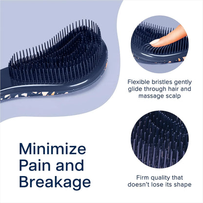 Crave Naturals Biggie Glide Thru Hair Brush - Detangler Brush for Curly, Straight, Wet or Dry Hair - Gentle Detangling Brushes for Adults, Kids, Toddlers - Hair Accessories for Women, 8.4x3.4" - Black