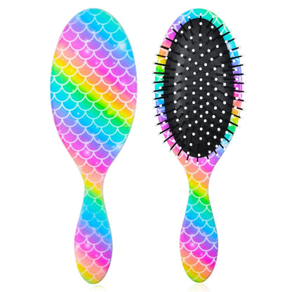 Girls Detangling Brush for Curly, Wet/Dry, and Thick Hair - Pain-Free Mermaid Tail Design for Kids and Women