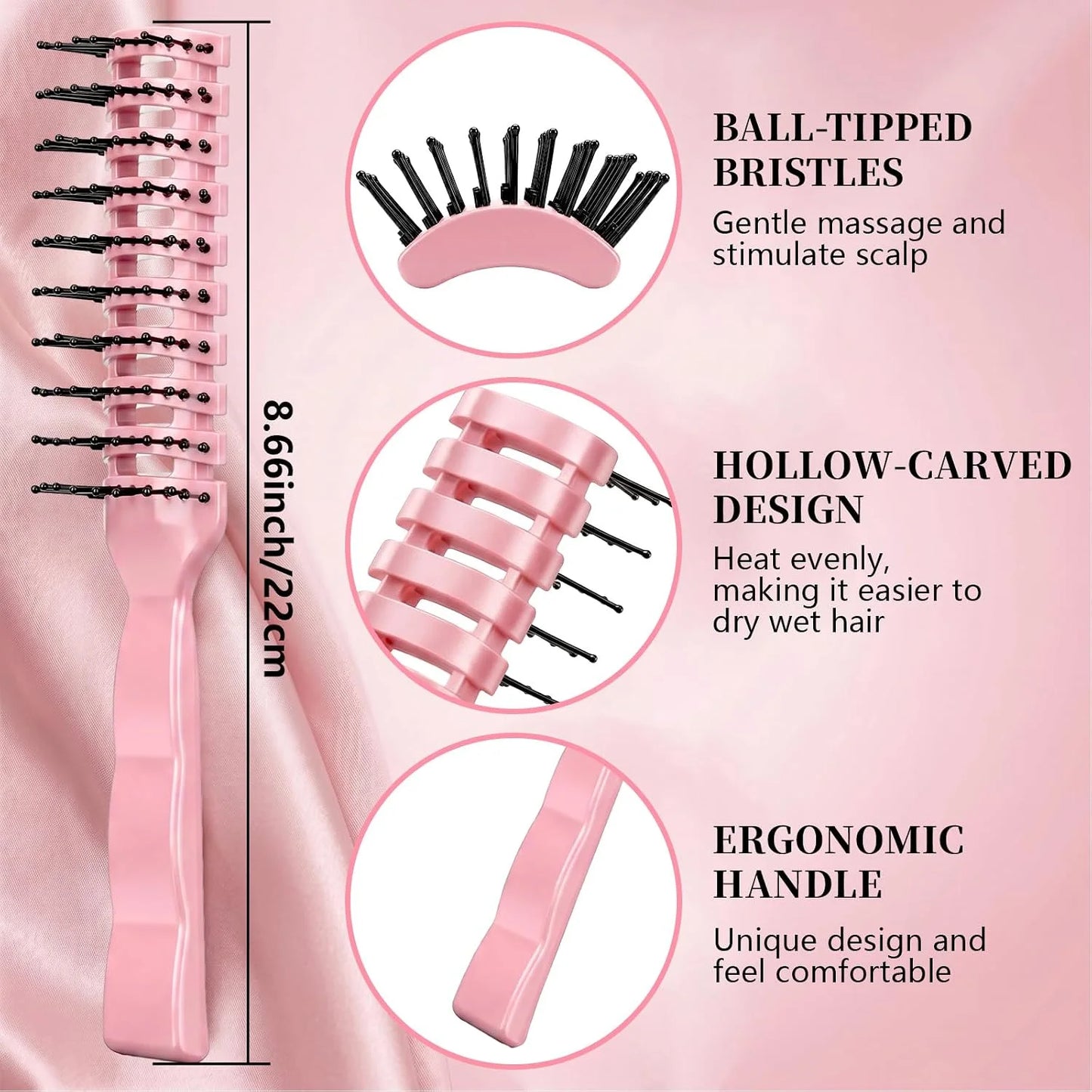 Patelai 3 Pcs Vent Hair Brush for Women Detangling Anti Static,Black