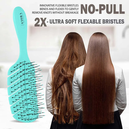 Fiora Naturals Detangler Brush for Wet and Dry Hair, Soft Detangling Brush