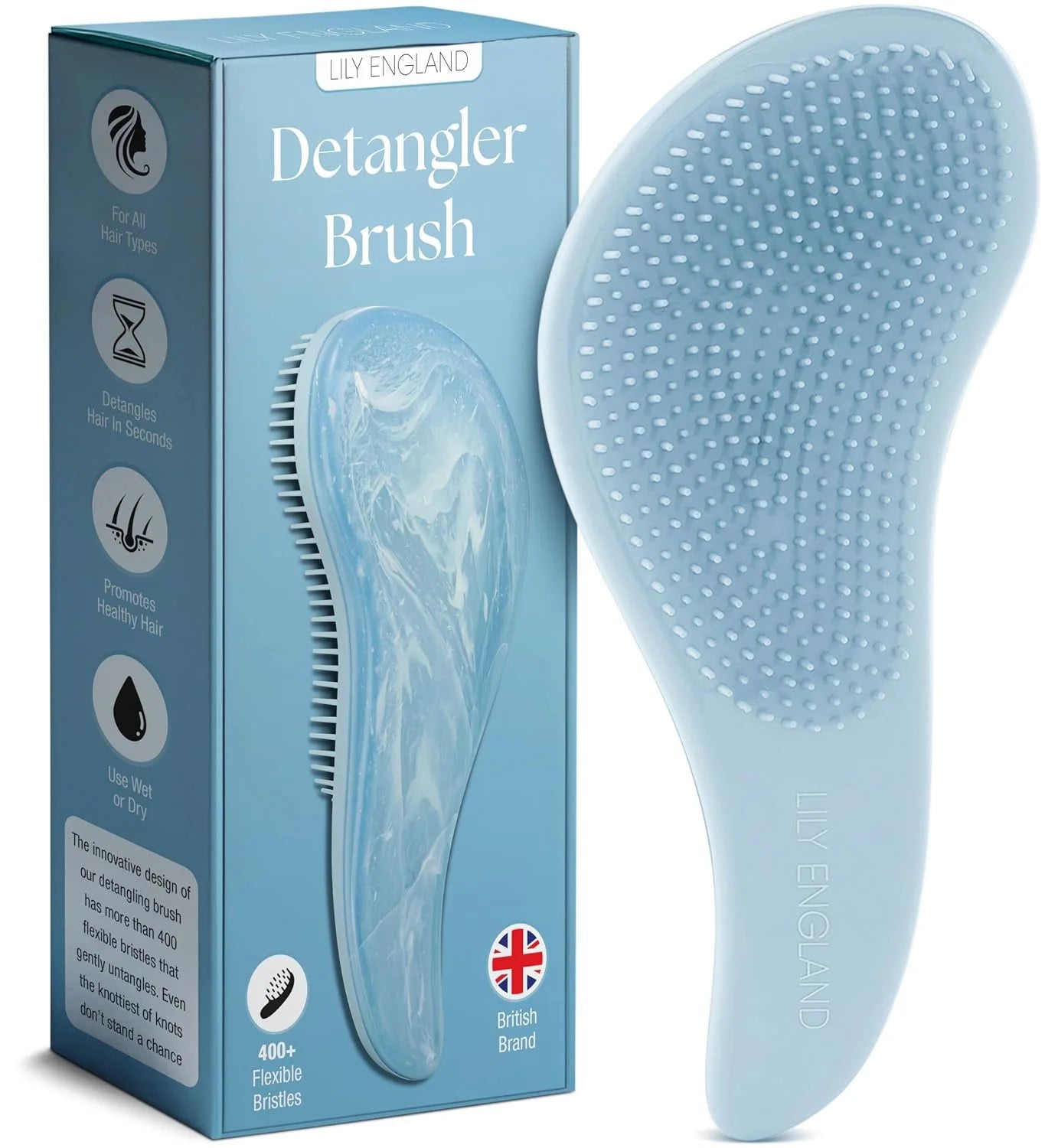 Hair Brush & Beard Detangler Brush - Unisex Detangling Brush for Men, Black