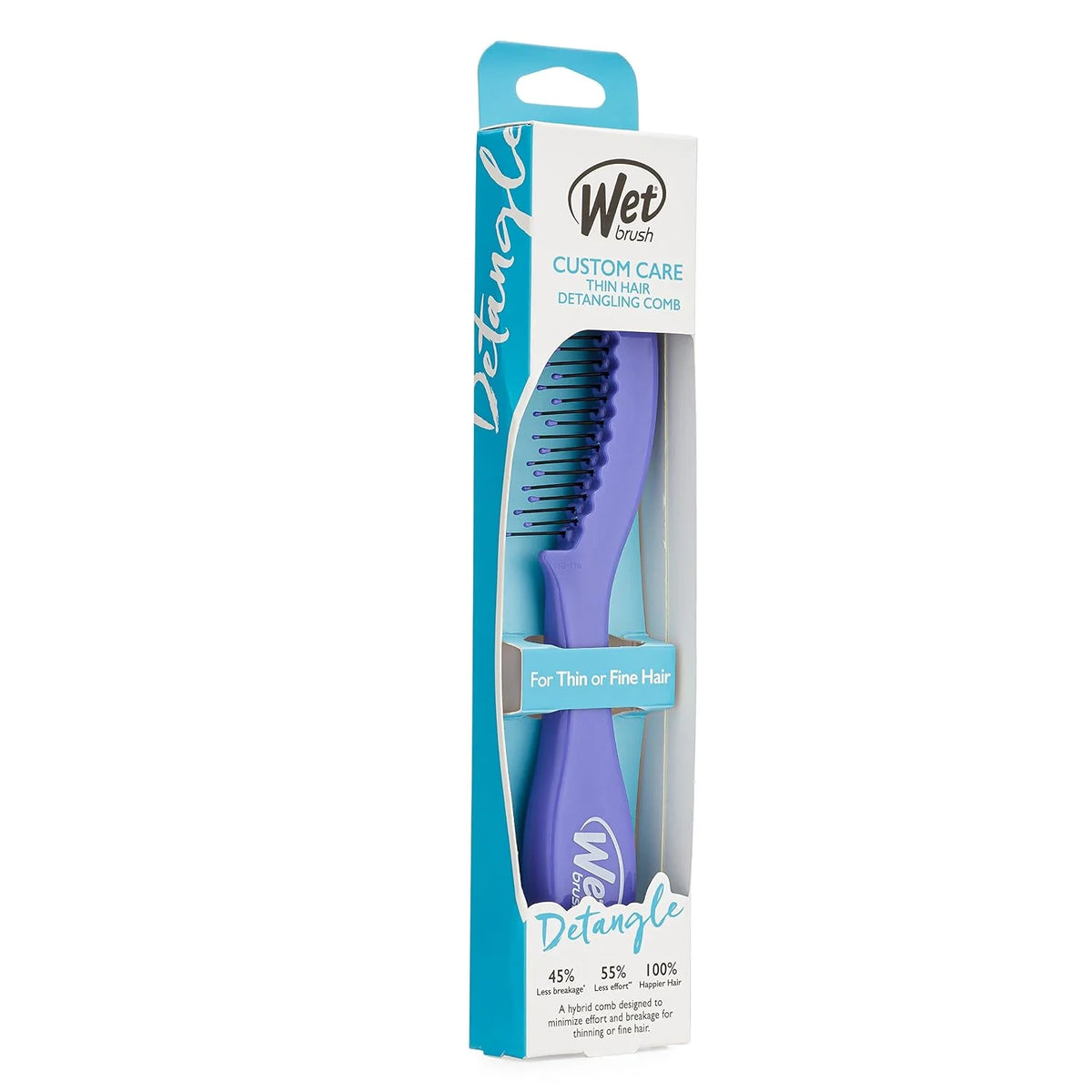 Wet Brush Thin Detangler Comb - Purple, Custom Care - All Hair Types - Ultra-Soft IntelliFlex Bristles Glide Through Tangles with Ease - Pain-Free Comb for Men & Women (Pack of 2)
