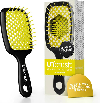 FHI Heat UNbrush Detangling Brush for Pain-Free Brushing on All Wet or Dry Hair Types — Durable DuoFlex Anti-Static Bristles, Lightweight Handle, Vented Hair Brush