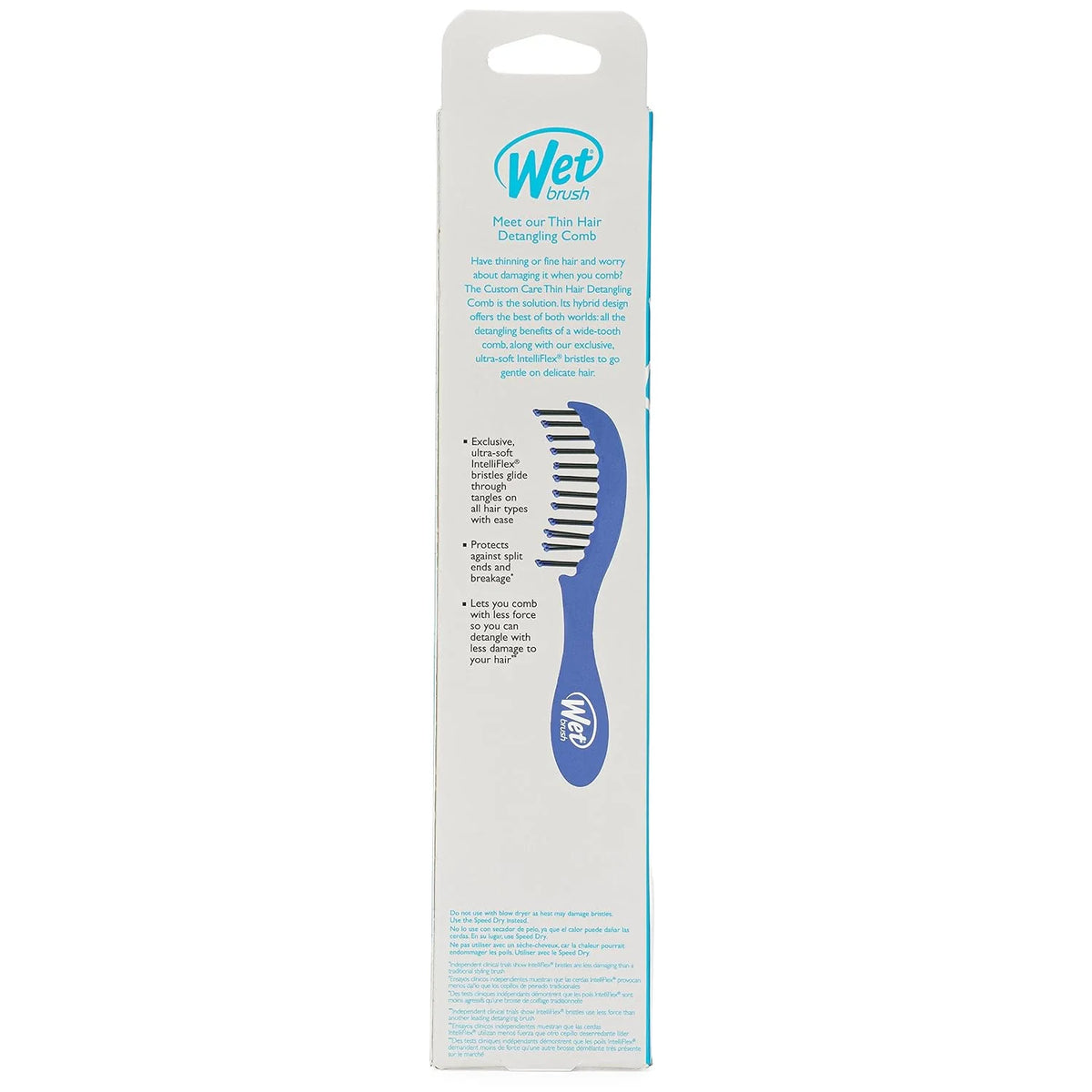 Wet Brush Thin Detangler Comb - Purple, Custom Care - All Hair Types - Ultra-Soft IntelliFlex Bristles Glide Through Tangles with Ease - Pain-Free Comb for Men & Women (Pack of 2)