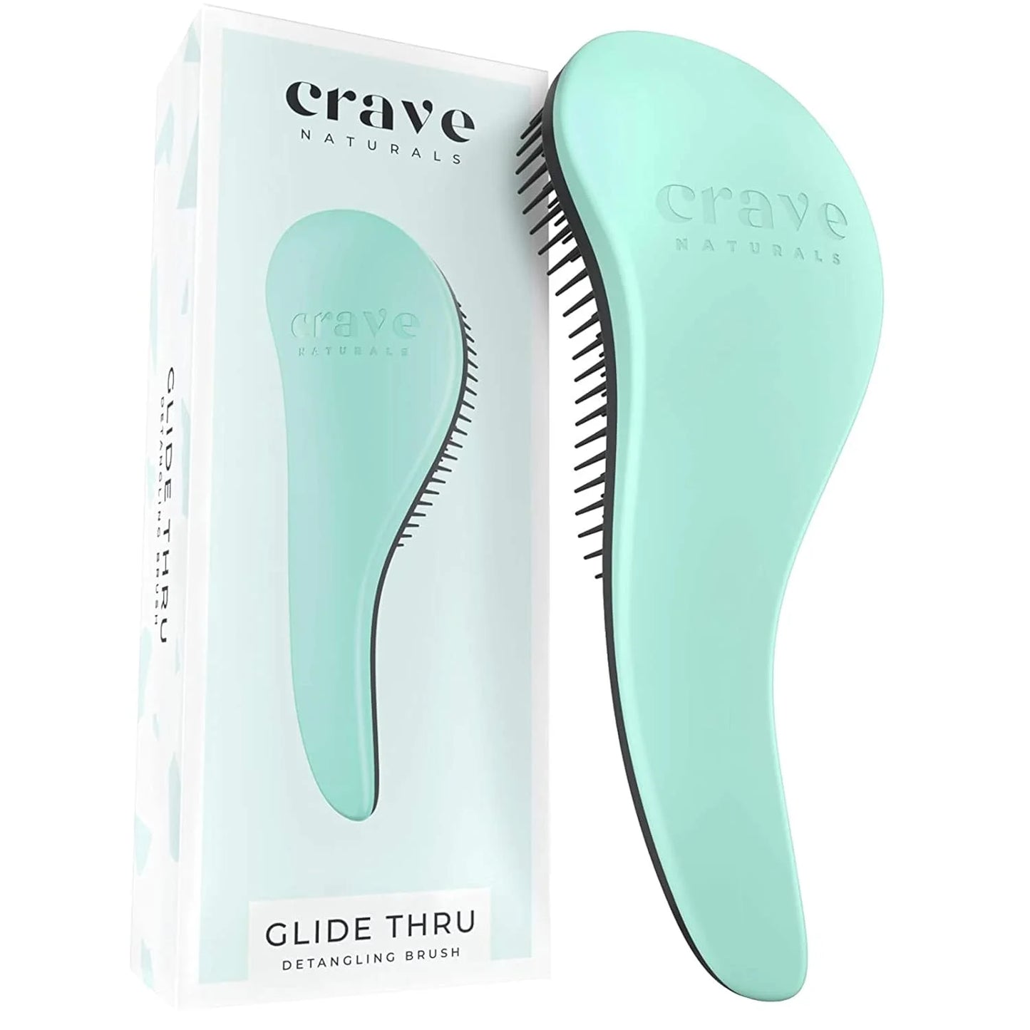 Crave Naturals Biggie Glide Thru Hair Brush - Detangler Brush for Curly, Straight, Wet or Dry Hair - Gentle Detangling Brushes for Adults, Kids, Toddlers - Hair Accessories for Women, 8.4x3.4" - Black