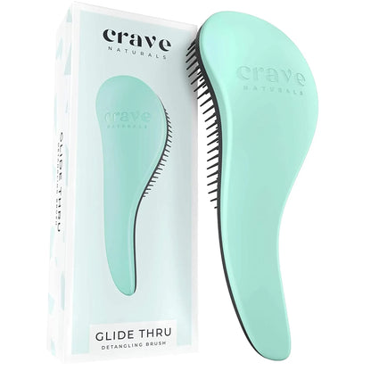 Crave Naturals Biggie Glide Thru Hair Brush - Detangler Brush for Curly, Straight, Wet or Dry Hair - Gentle Detangling Brushes for Adults, Kids, Toddlers - Hair Accessories for Women, 8.4x3.4" - Black