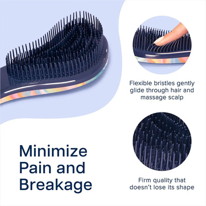 Crave Naturals Biggie Glide Thru Hair Brush - Detangler Brush for Curly, Straight, Wet or Dry Hair - Gentle Detangling Brushes for Adults, Kids, Toddlers - Hair Accessories for Women, 8.4x3.4" - Black