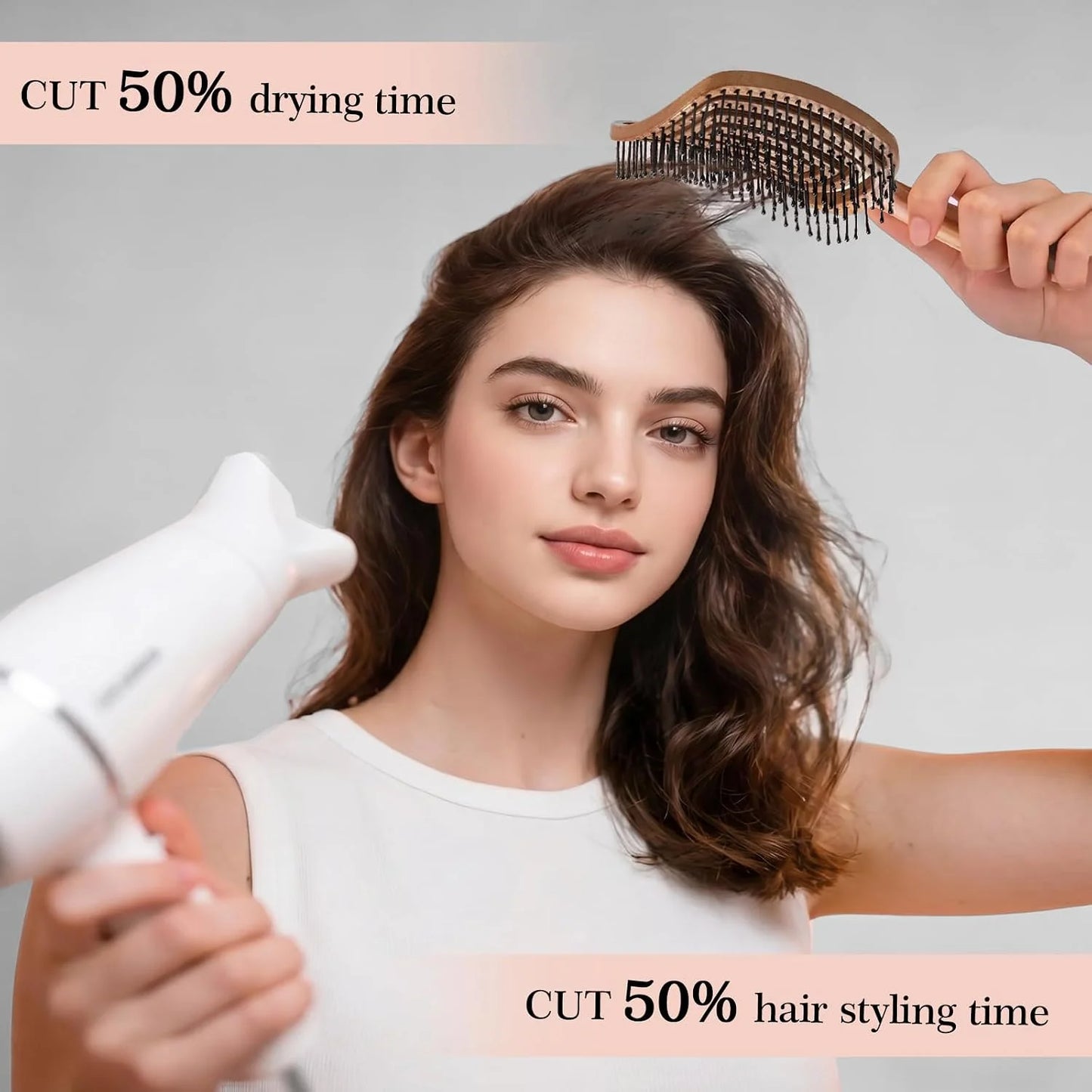 Hair Brush Detangler - Curved Vented Detangling Hair Brush for Women Men, Paddle Brush for Curly Straight Hair, Wet and Dry Styling, Faster Blow Drying