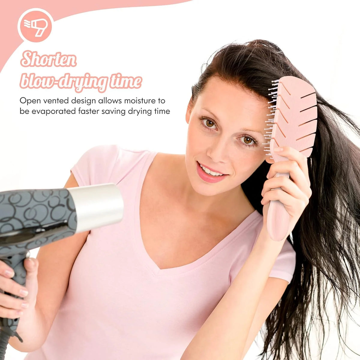 Hair Brush, Vented Paddle Detangle Brush, Purple