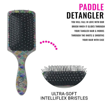 Wet Brush Paddle Detangler Hair Brush, Mermaid Tail - Ultra-Soft IntelliFlex Bristles with AquaVent Design - Spread Hair Treatments Evenly - Pain-Free Hair Brush For Women, Men, Wet And Dry Hair