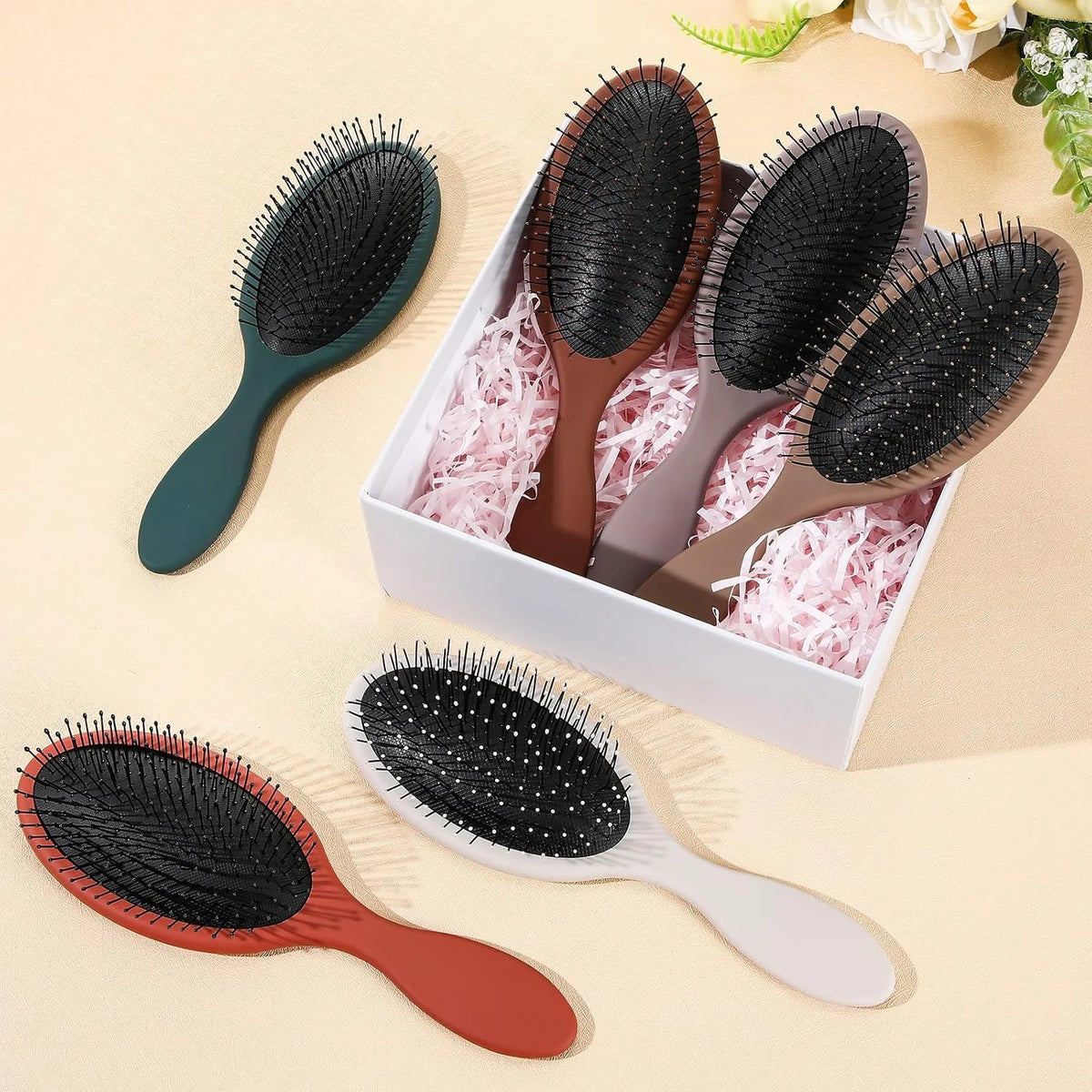 Nuenen 6 Pcs Wet Detangling Hair Brush, Dry Soft Bristle, Black