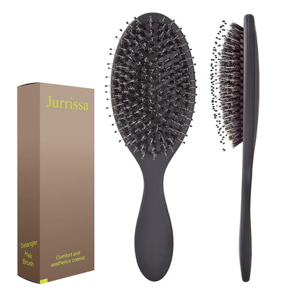 Boar Bristles Hair Brush for Women and Men, Detangling Hair Brush for Smoothing Massage Add Shine, Nylon&Boar Bristles Detangler brush for Hair Healthy (1 Pack-MintGreen)
