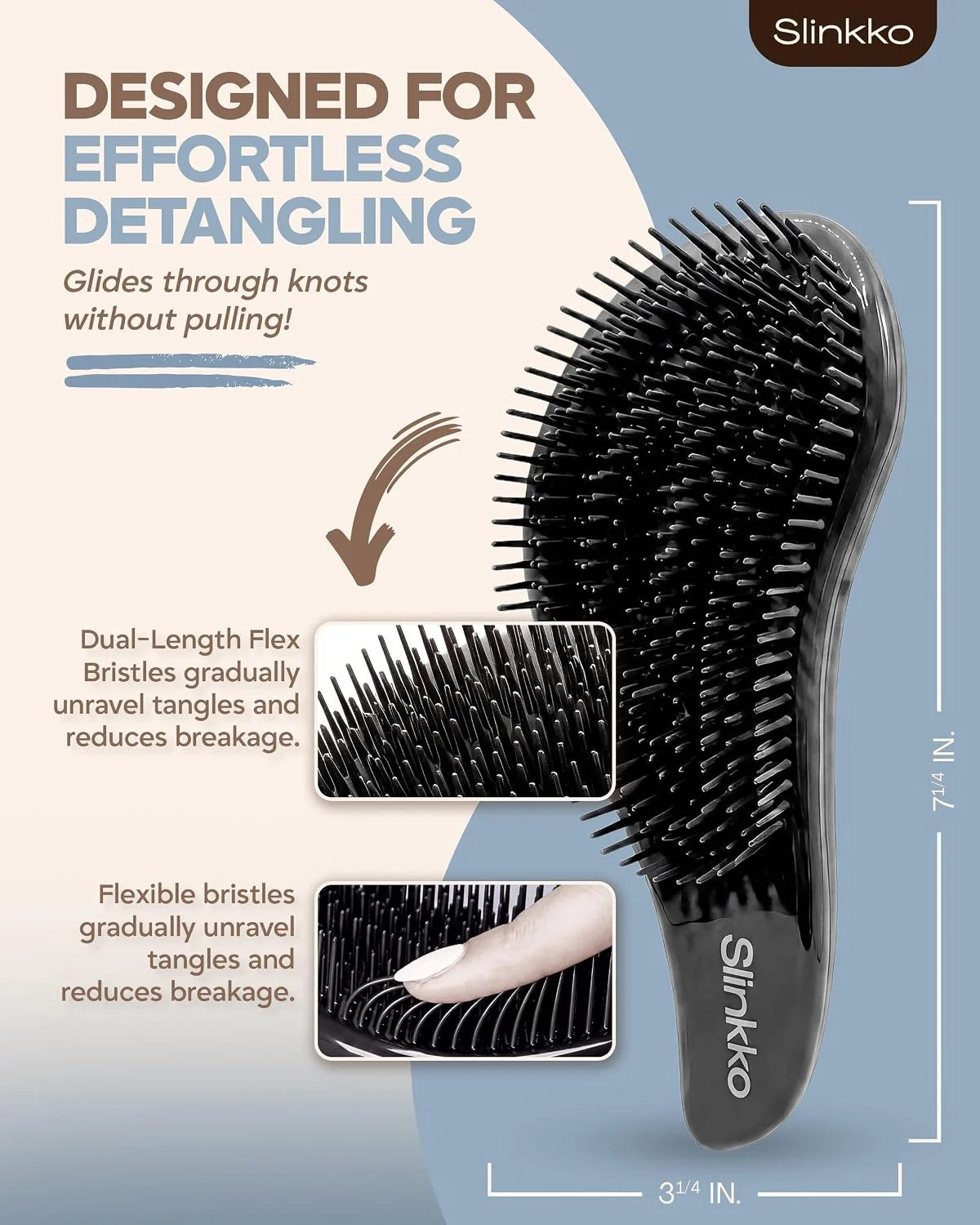 Detangler Brush, Curly Hair Brush for Women, Men & Kids - Wet & Dry Detangling Hair Brush for Curly, Thick, Fine & Wavy Hair - Anti-Breakage Wave Brush, Pain-Free Hairbrush, Pink, Rose Clay