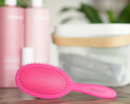 FRAMAR Checkered Hair Brush Detangler, Wet Hair Brushes For Women – Pink