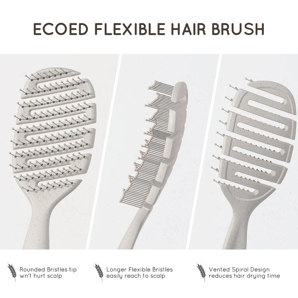 Detangler Hairbrush, Soft Bristle Detangling Brush,Quick Smoothing(Natural)