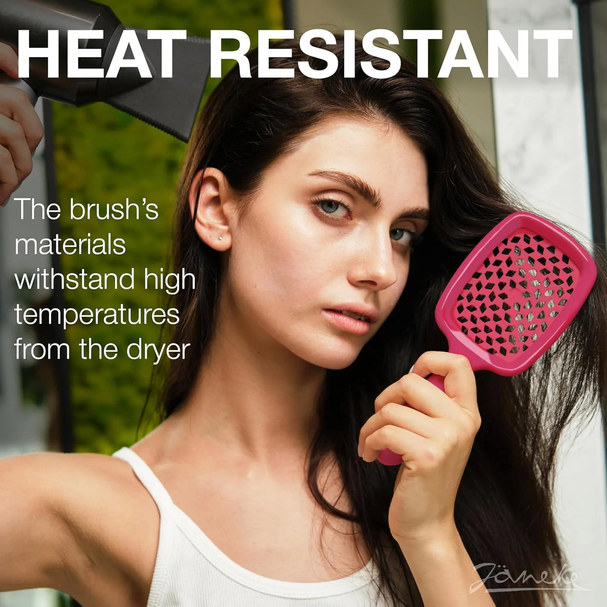 Janeke J-Brush Detangling Comb for Curly and Wavy Hair – Wide Tooth J-Shape Brush for Wet and Dry Use – Anti-Frizz, Lightweight and Gentle on Scalp – Made in Italy Professional Styling Tool (Black)