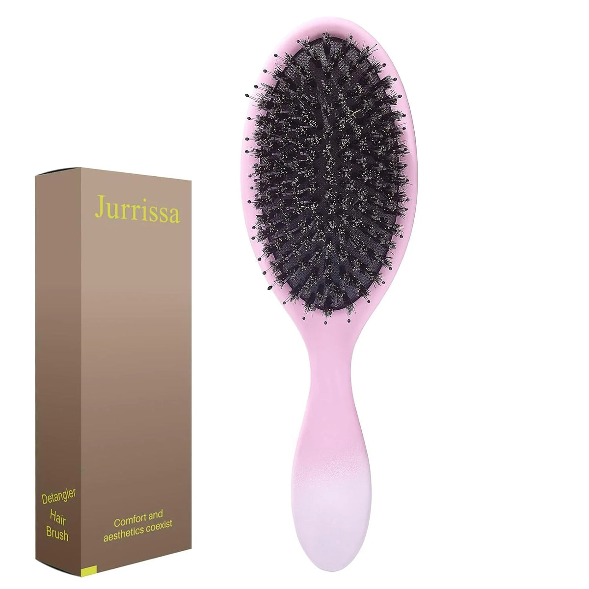 Boar Bristles Hair Brush for Women and Men, Detangling Hair Brush for Smoothing Massage Add Shine, Nylon&Boar Bristles Detangler brush for Hair Healthy (1 Pack-MintGreen)