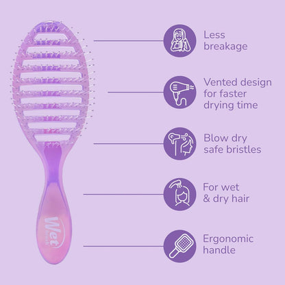 Wet Brush Speed Dry Hair Brush, Orange Crush (Summer Quencher) - Vented Design & Soft HeatFlex Bristles Are Blow Dry Safe - Ergonomic Handle Manages Tangles - Pain-Free Hair Accessories