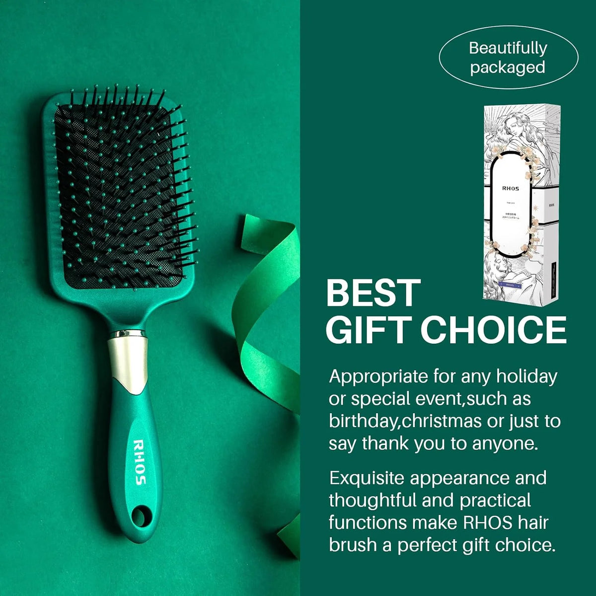 Purple Square Paddle Hair Brush for Women Men's Thin,Short,Thick,Long Hair