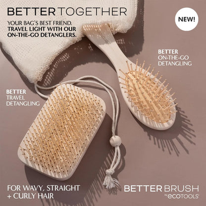 EcoTools Slick Back Hairbrush, Small Brush for Ponytail or Bun, 1 Count