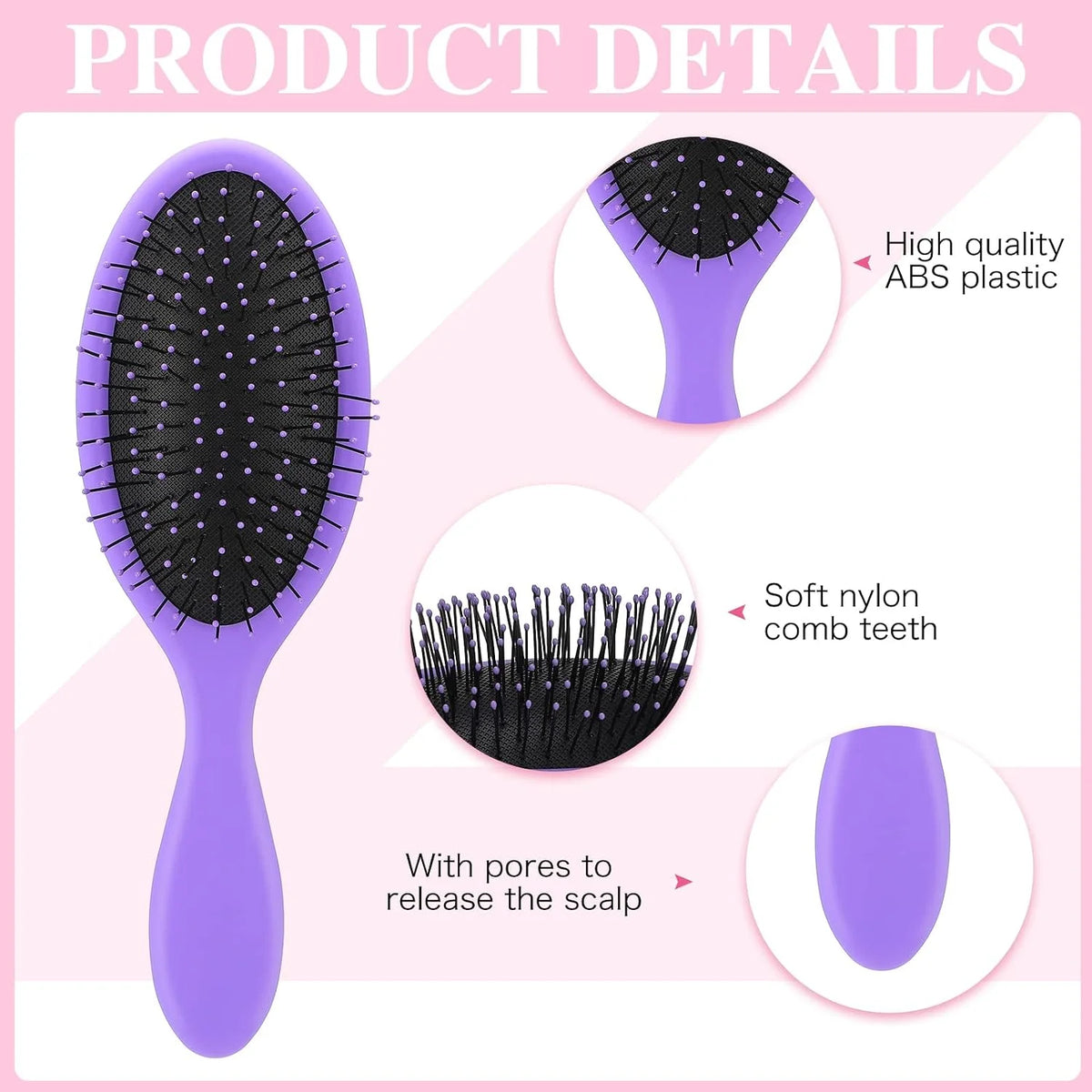 Nuenen 6 Pcs Wet Detangling Hair Brush, Dry Soft Bristle, Black