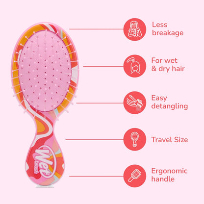 Wet Brush Mini Detangler Hair Brush, Rays (Sun Days), Detangling Travel Hairbrush, Ultra-Soft IntelliFlex Bristles Glide Through Tangles with Ease, Pain-Free, All Hair Types
