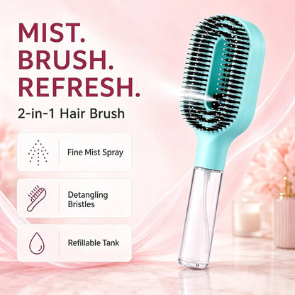 2-in-1 Hair Brush with Water Spray Mister, Fine Mist Spray Brush for Hair Detangling Wet & Dry, Liquid Spraying Hairbrush for Curly Thick Hair & Kids (Sky Blue)