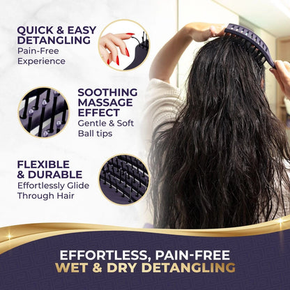 BEAUXSOI Vented Detangling Brush for Wet or Dry, Thick, Coily, and Curly Hair | Curved Vent Brush for Blow Drying