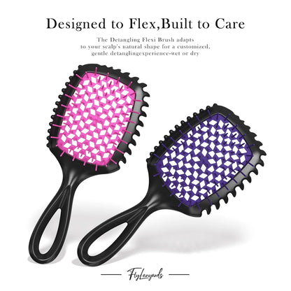 2-Pack Vented Detangling Hair Brush for Wet and Dry Hair, Pink and Purple
