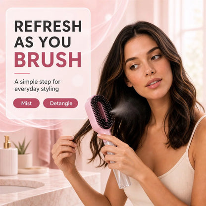 2-in-1 Hair Brush with Water Spray Mister, Fine Mist Spray Brush for Hair Detangling Wet & Dry, Liquid Spraying Hairbrush for Curly Thick Hair & Kids (Sky Blue)