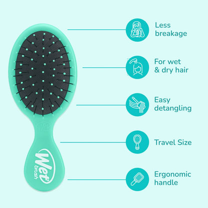 Wet Brush Mini Detangler Hair Brush, Purple, Detangling Travel Hairbrush, Ultra-Soft IntelliFlex Bristles Glide Through Tangles with Ease, Pain-Free, All Hair Types (2 Pack)