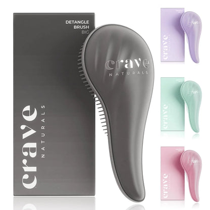 Crave Naturals Detangling Hair Brush Large Turquoise – Glide Thru Hair Detangler Brush for Women, Kids & Toddlers – Gentle Scalp Care, No-Pain Tangle-Free Hairbrush for All Hair Types
