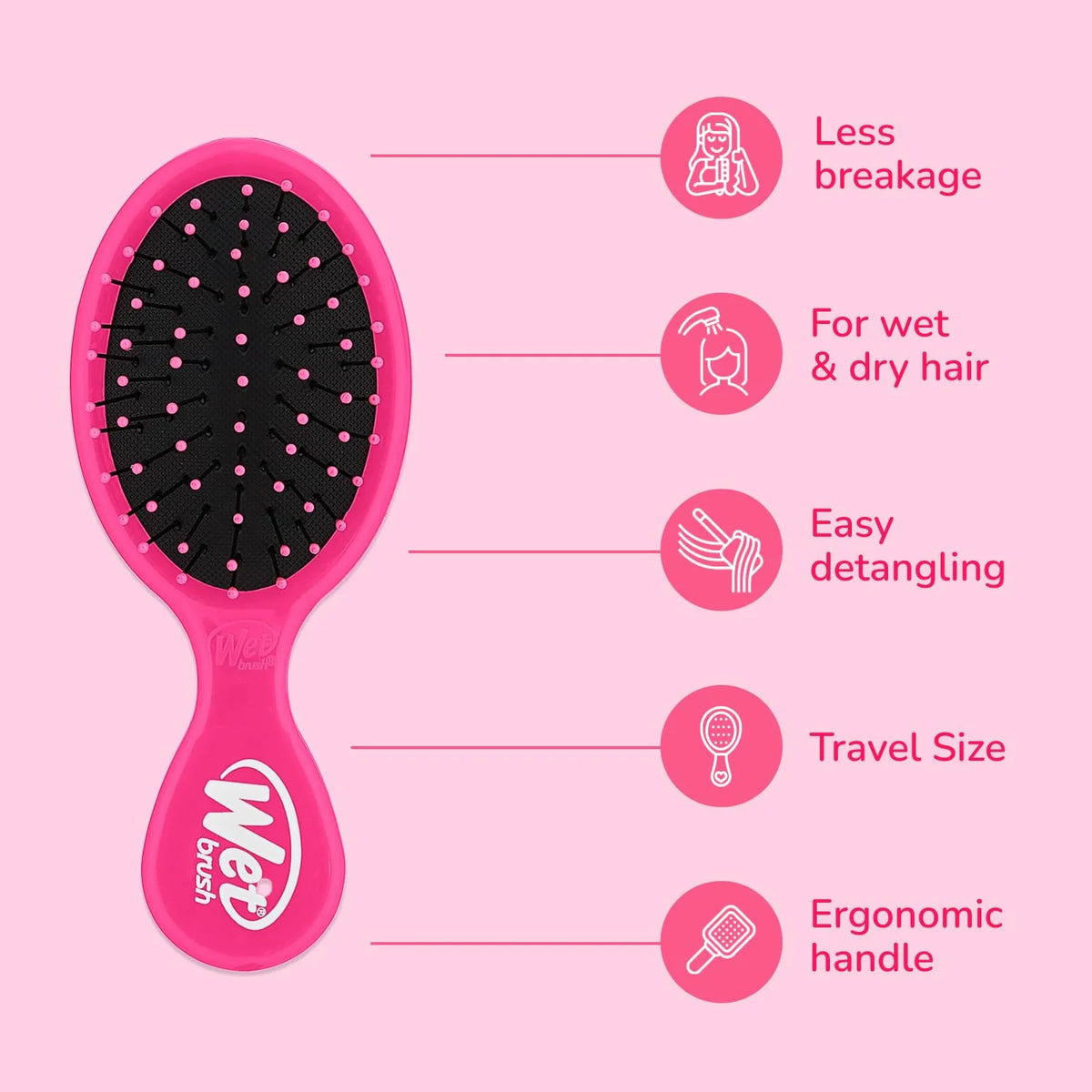 Wet Brush Mini Detangler Hair Brush, Purple, Detangling Travel Hairbrush, Ultra-Soft IntelliFlex Bristles Glide Through Tangles with Ease, Pain-Free, All Hair Types (2 Pack)
